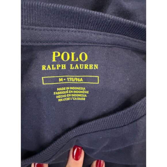 Polo Ralph Lauren Navy V-Neck T-Shirt with Red Pony Logo NWT - Size M - Picture 3 of 11